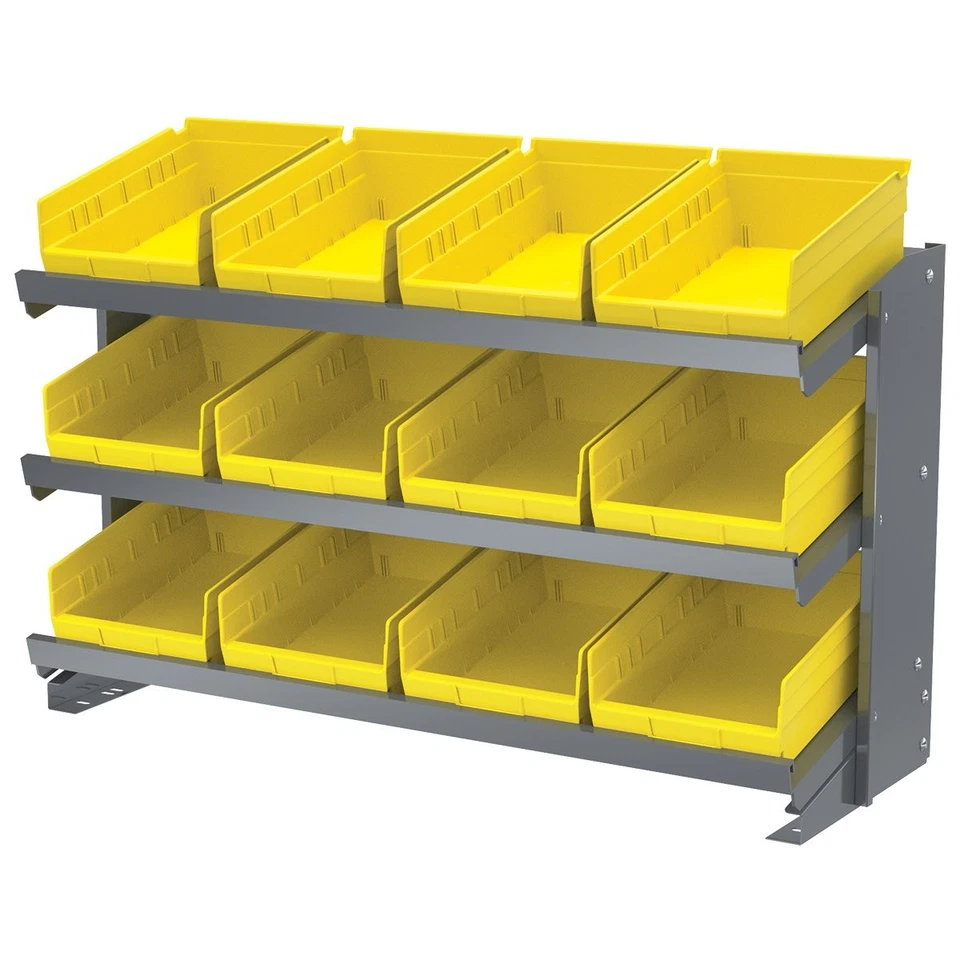 Banco de trabajo APRBENCH estante de almacenamiento para contenedores de plástico - 3 estantes en ángulo (36 pulgadas... Foto 3 de 4