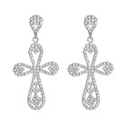 Rhinestone Plus Cross Shape Dangle Earrings For Women Large Sparkly Crystal S...