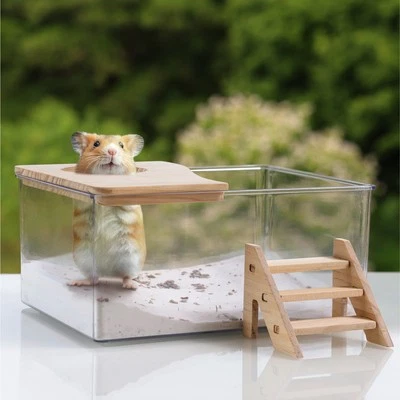 NAVARIS Hamster Sandbad mit Zubehör Badesand für Nagetiere mit transparenter Box