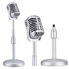 Facmogu Vintage Desktop Microphone Prop Model With Adjustable Stand, C