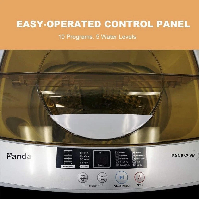 Lavadora portátil Panda lavadora de lavandería totalmente automática 10 libras de volumen de carga Foto 2 de 4