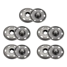 5 Set Sew-on Snap Buttons 23mm Metal Snap Fastener Buttons, Black
