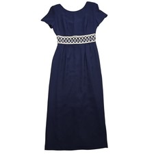 Vintage Donna Morgan Navy Blue Maxi Dress Evening Gown Party Cocktail