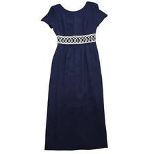 Vintage Donna Morgan Navy Blue Maxi Dress Evening Gown Party Cocktail