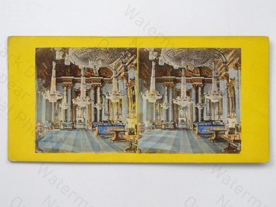 Buckingham Palace Blue Drawing Room London Hand-Tinted Stereoview