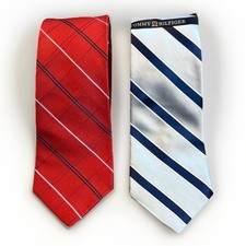 NWT 2 Tommy Hilfiger Silk Ties Made in USA 100 Imported Silk 57  L 3.6  W