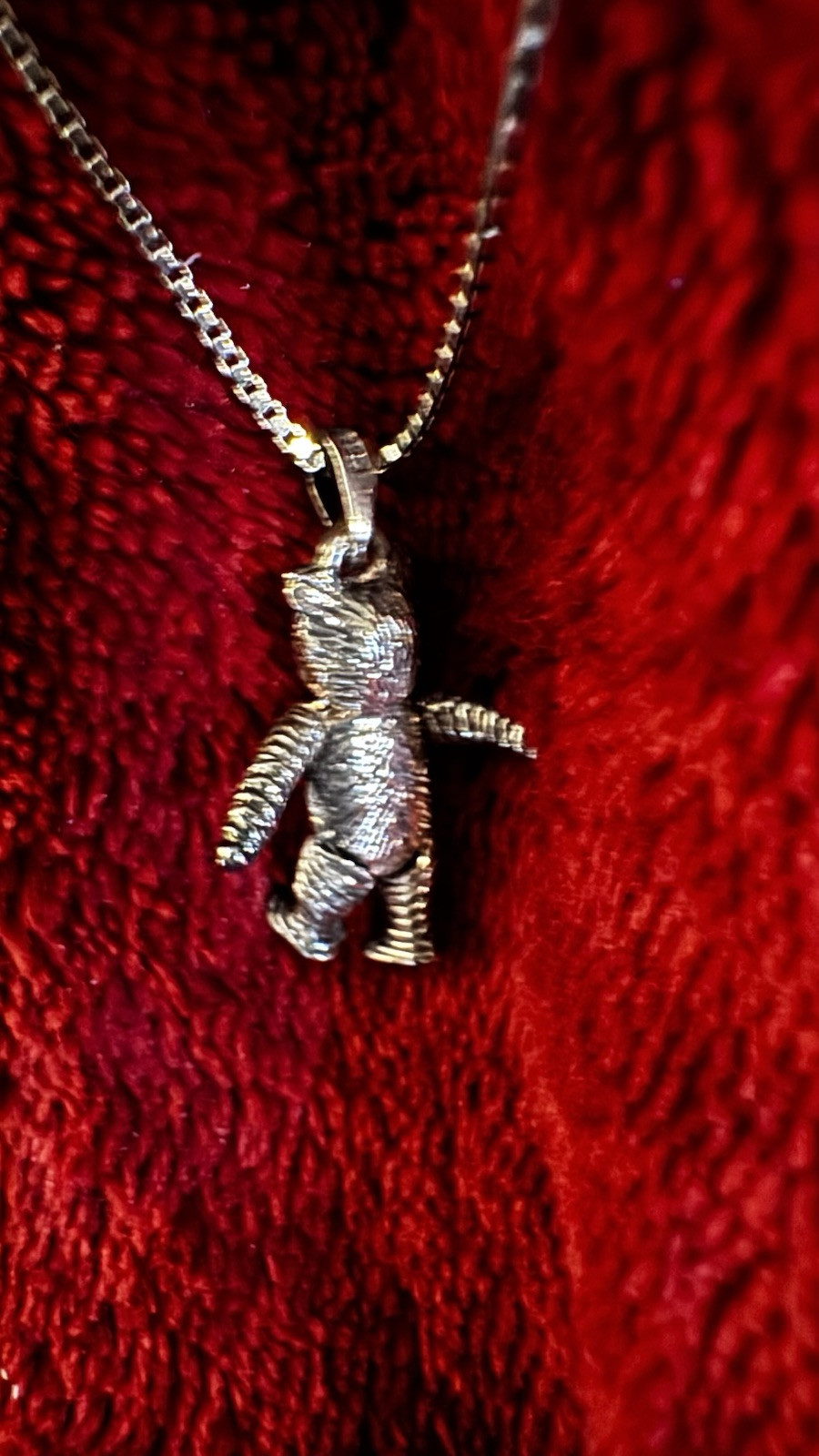 VTG 925 Silver Teddy Bear Solid Moving Charm 20” … - image 14