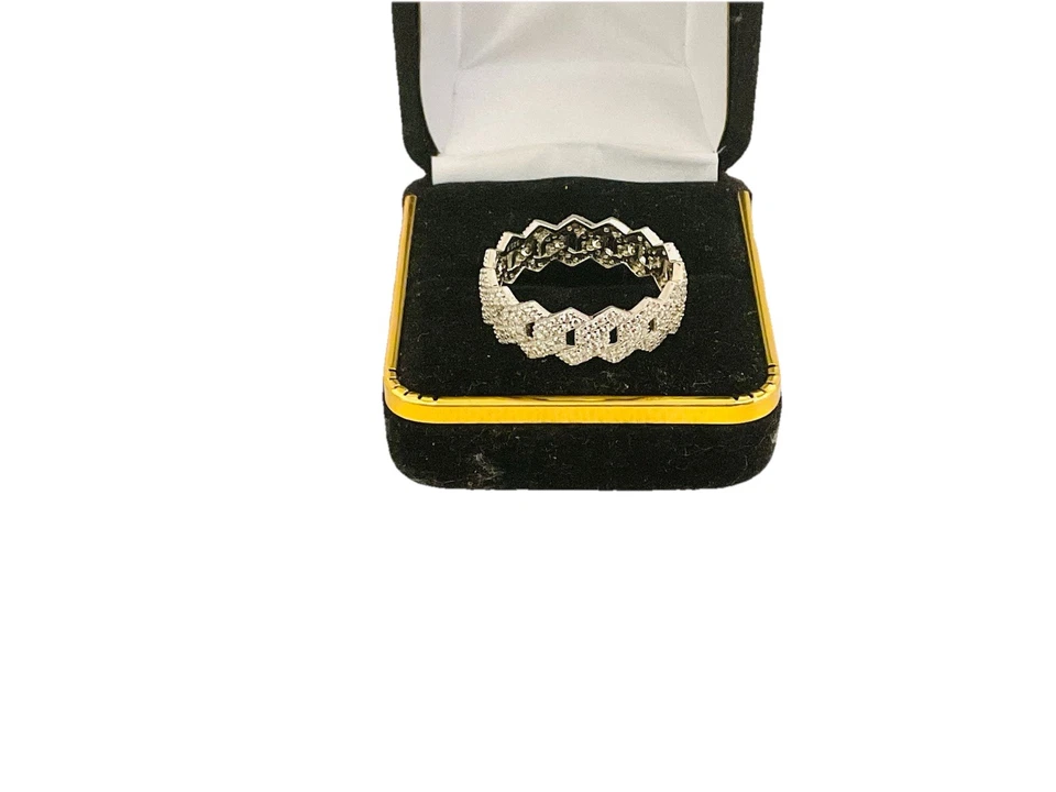 Alianza de plata de ley, micro pavé, boda de eternidad para hombre, aniversario, talla 12 Foto 3 de 3