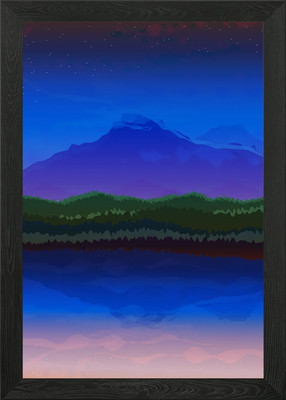 Berg Spiegel Nacht gerahmtes Wandbild Poster Leinwanddruck Bild