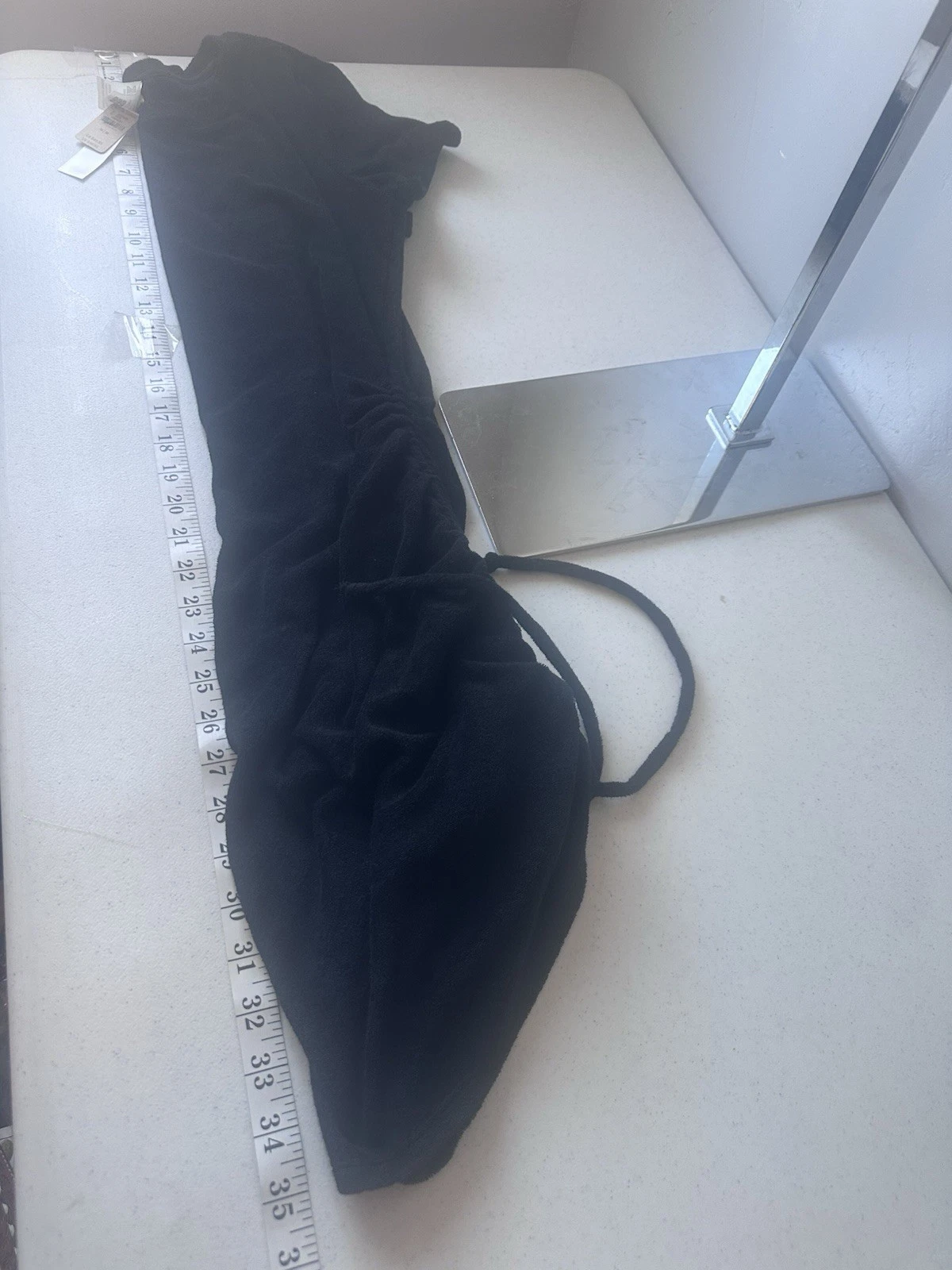 UNDERCOVER ROSA Victoria's Secret manica corta nero Terry con ruches laterale medio nuovo con etichetta