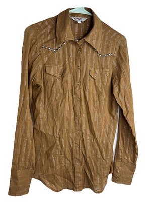 Vintage Roper Western Shirt, Metallic Stripes, Rivet Details Womens Size S