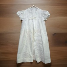 Vintage Alexis Embroidered Eyelet Infant Baptism Christening Gown Dress w/Slip