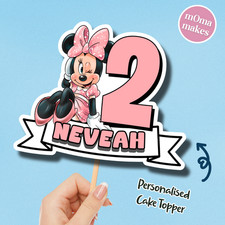 Minnie Mouse cake topper - personalised  pink birthday cake decoration