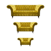 Wohnzimmer Gelbe Chesterfield Couchgarnitur Modernes 3Tlg Polster Set