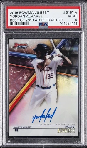 2018 BOWMAN'S BEST BEST OF 2018 AUTOS REFRACTOR #B18YA YORDAN ALVAREZ PSA 9 AUTO
