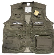 Junior Ranger Vest Youth XL Green Mesh National Park Ranger Camping Pouches Pin