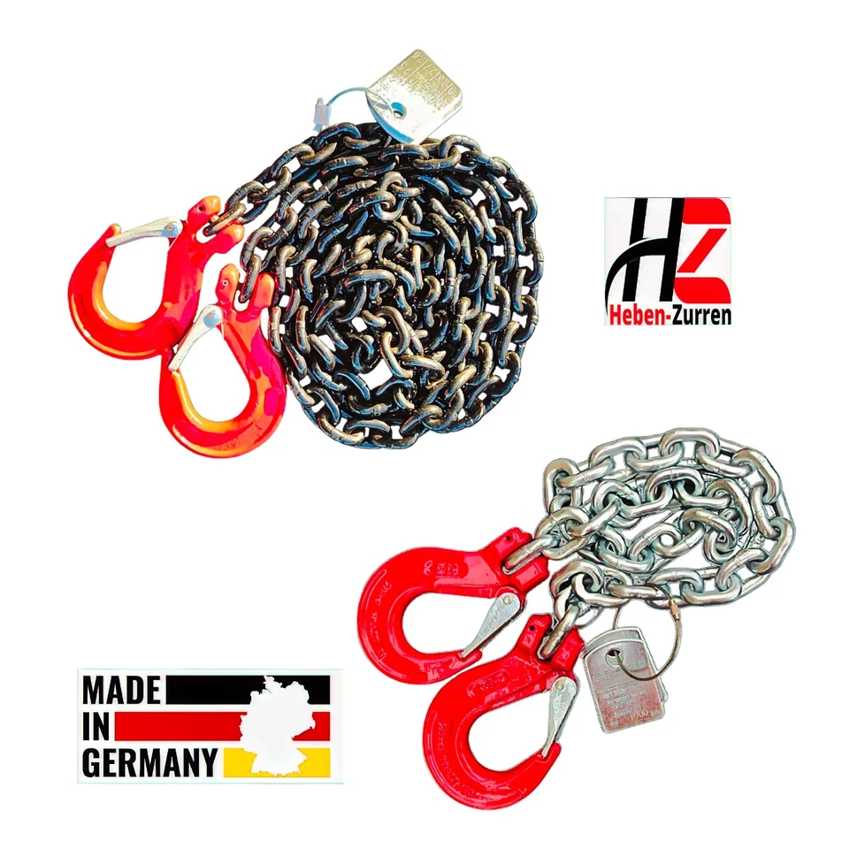 HZ HEBEN-ZURREN Zurrkette Ersatzkette 6mm 8mm 10mm GK8 EN12195-3 schwarz verzinkt LKW Ladungssic