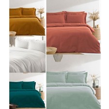 The Linen Yard Waffle 100% Cotton Duvet Cover Set Bedding Bedroom Linen UK