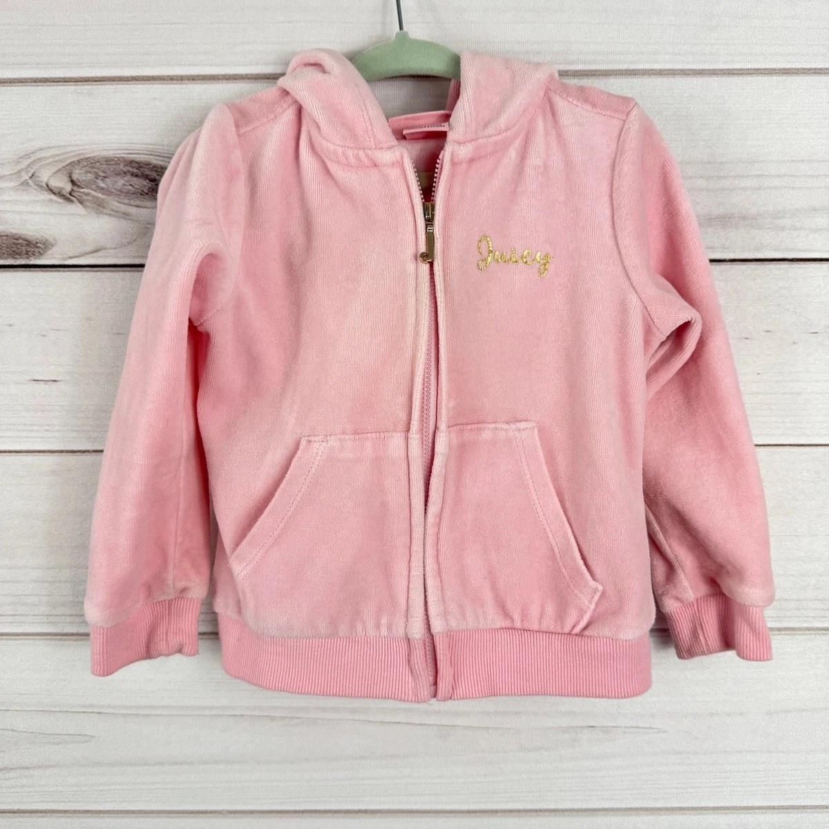 未使用新品 JUICY COUTURE キッズ XL ピンク ベロア パーカー 製造業者 