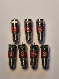 F Type Coax Attenuators - Range of Values - 3dB 6dB 8dB 10dB 12dB 16dB 20dB