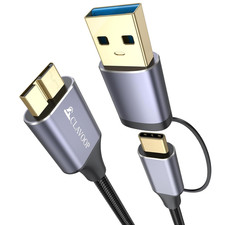 External Hard Drive Cable 1.5Ft, 10Gbps USB C/A to Micro B, USB 3.0 Micro B