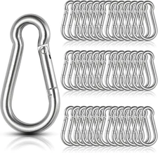 60Pcs Stainless Steel Carabiner Clip Spring-Snap Hook 1/4 In, M6 X 2 3/8 Inch Sm