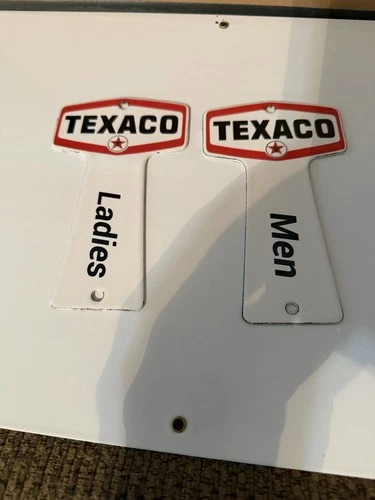 Vintage Texaco Gas Station Mens Ladies Set Restroom 6” Porcelain Key Signs