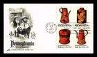 Dr Jim Stamps 15c Pennsylvania Toleware Folk Art Setenant Block ArtCraft FDC