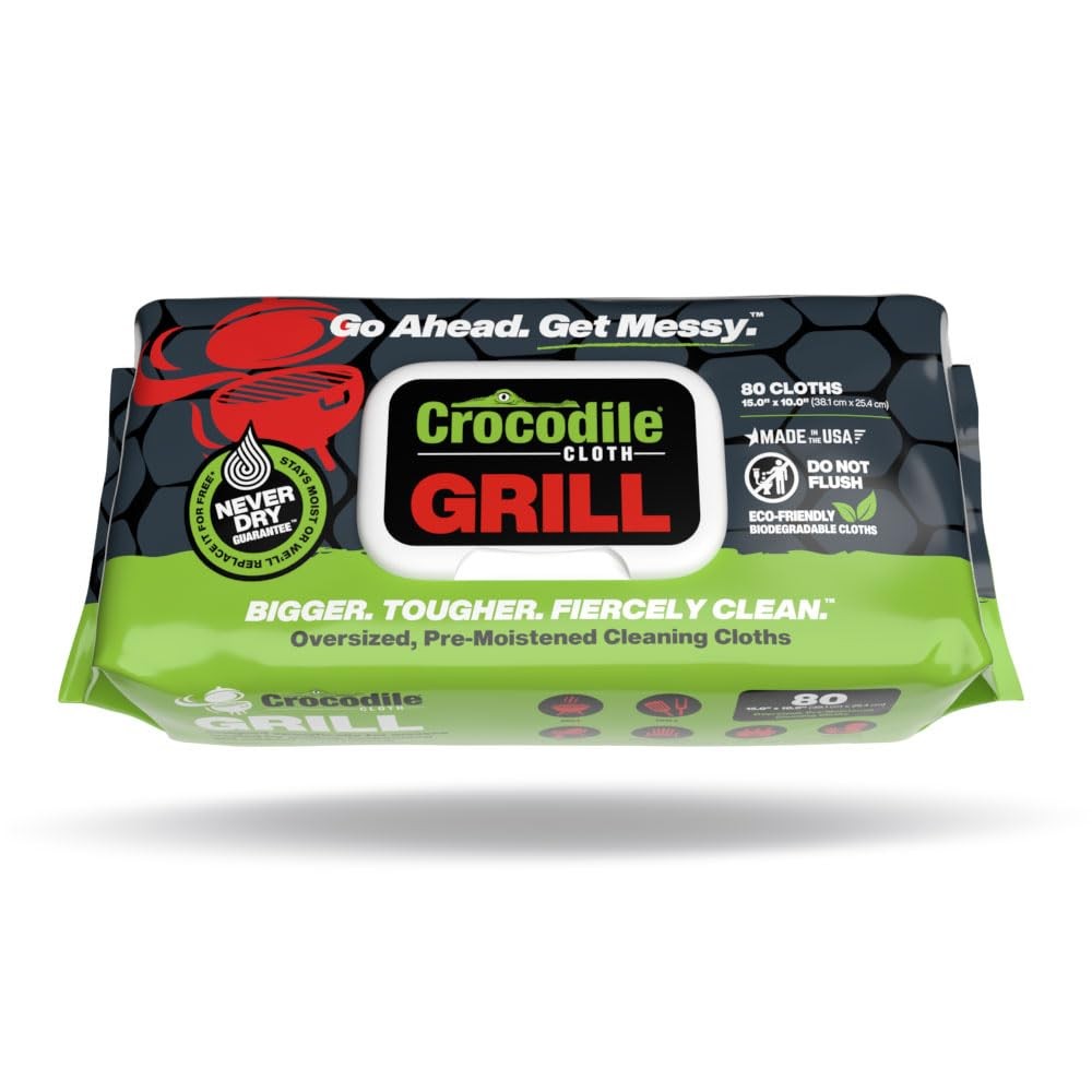 Crocodile Grill Wipes Heavy Duty 80 Count Commercial Grade Grease Cleaner Wipes