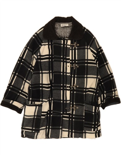 AVANT Womens Fleece Duffle Coat UK 16 Large Black Check Polyester CD19
