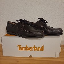 Timberland Men's Brown Leather Boat Deck Loafers Shoes UK Size 9 - Boxed New