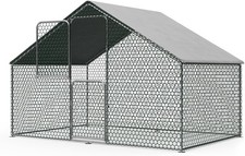 Large Metal Chicken Coop Walk-in Poultry Cage Hen House Dome Roof w/Cover Yard