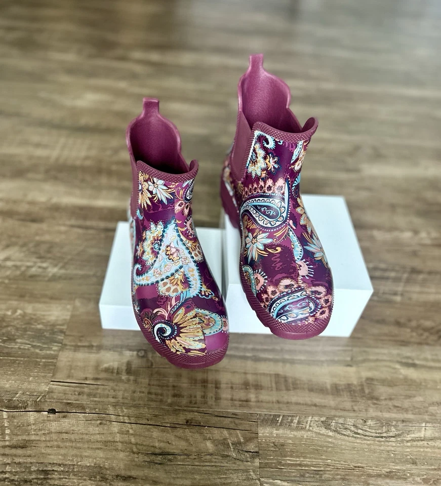 Botas de Lluvia Vera Bradley Talla 9 Por Totes Carson Granate Cachemira Impermeables Foto 2 de 4