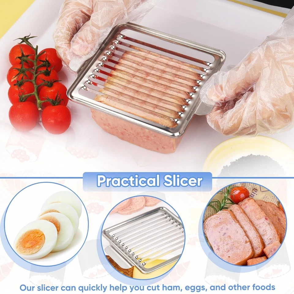 Cortadora de carne para almuerzo, cortadora de acero inoxidable 304 para SPAM, 10 rebanadas Foto 3 de 4