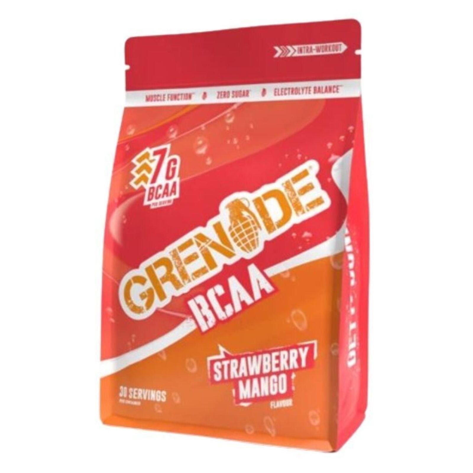 GRENADE BCAA INTRA WORKOUT ELECTROLYTE ZERO SUGAR 390G STRAWBERRY MANGO