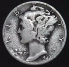 1939-P 10C Mercury Dime 90% Silver 26ohl0102-8