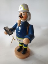 THW Räuchermännchen mit Smartphone, Leine, ca. 23 cm, Erzgebirgische Kunst