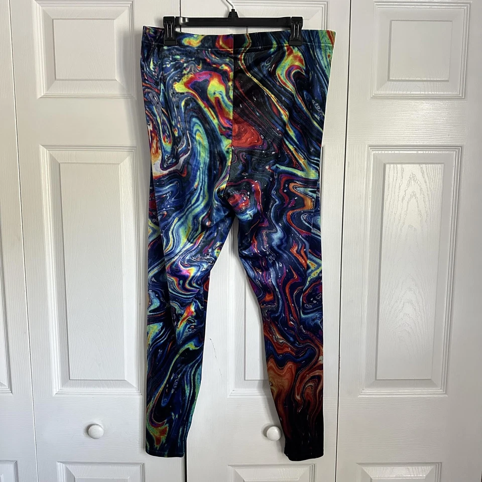BlackMilk Leggings Womens 2XL Multicolor Marble Swirl Loungewear Velour Fitness - Image 2 of 4