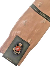 Punto Mens Dress Socks Egyptian Cotton Pale Pink Paisley Made in Italy Sz 10-13