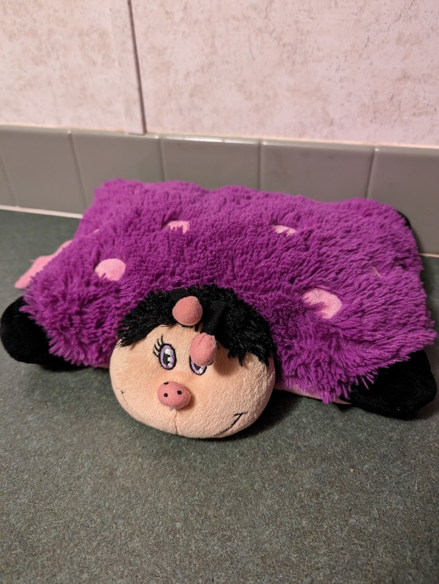 Pillow Pets Pee-wees Plush Lady Bug Purple Pink Spots 2010 10X12