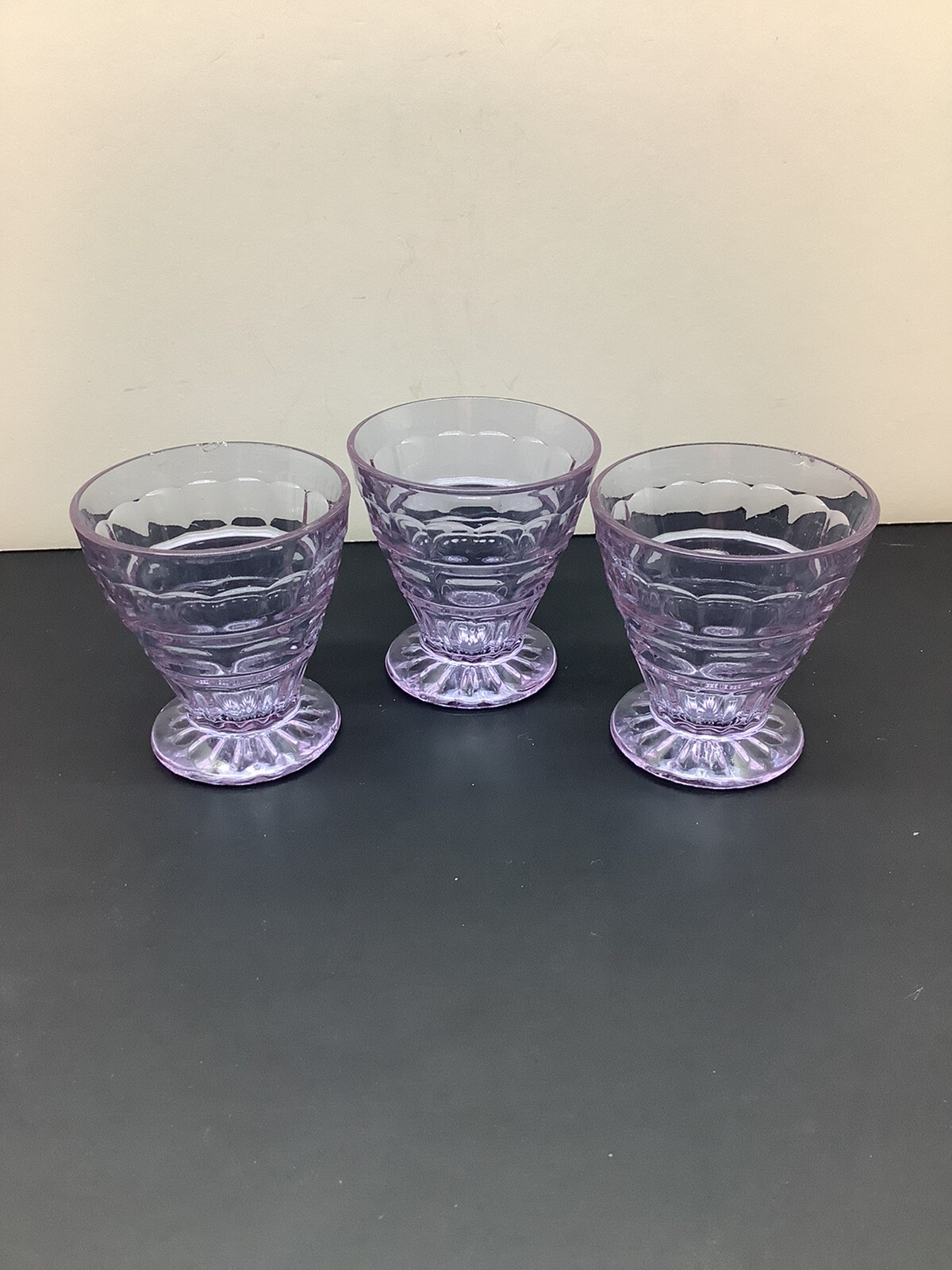 RARE 3 Fostoria Hermitage Wisteria Purple 3” Oyster glasses damage eBay