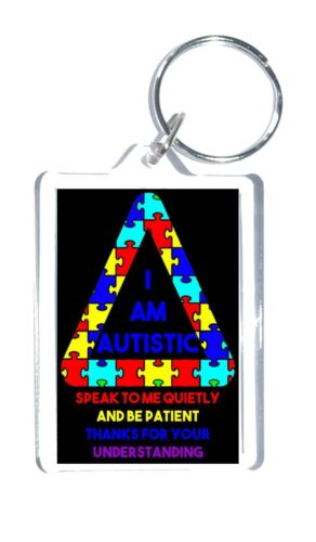Autism Medical Alert - I Am Autistic - Keyring - Speak To Me Quietly - Afbeelding 1 van 3
