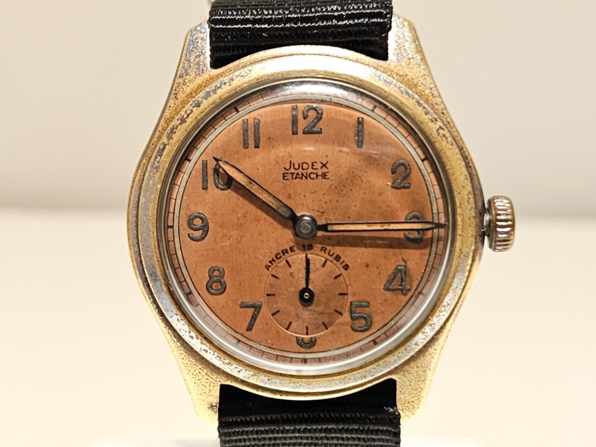 VINTAGE RARE FRANCE WW2 MILITARY CHROMED MEN'S MECHANICAL WATCH