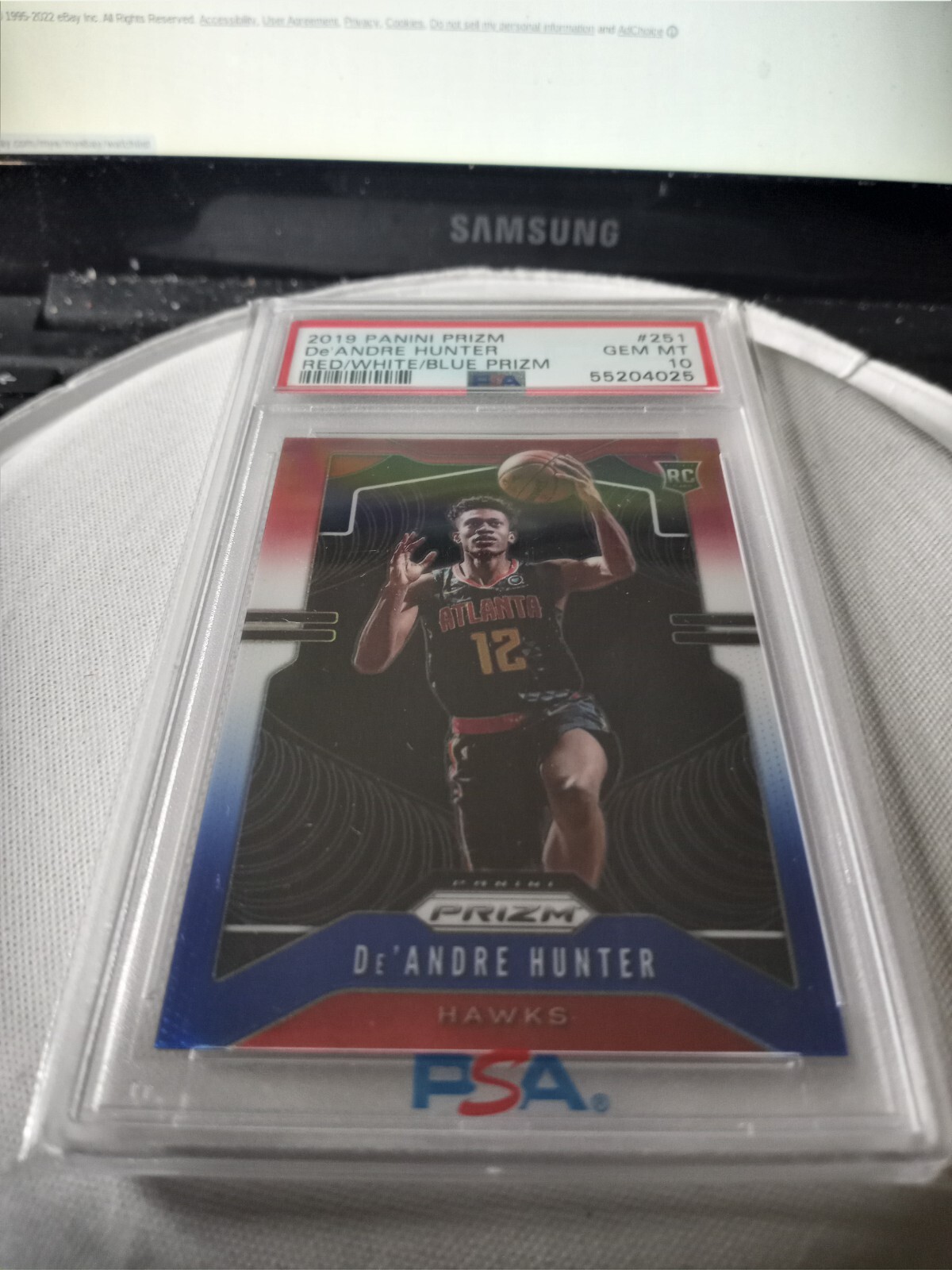 2019-20 PRIZM DE'ANDRE HUNTER RC PSA 10 GEM MINT RED WHITE BLUE PRIZM 251 ROOKIE