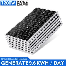 200W 400W 800W 1000W Monocrystalline Solar Panel 12V RV Home Roof Boat Garden
