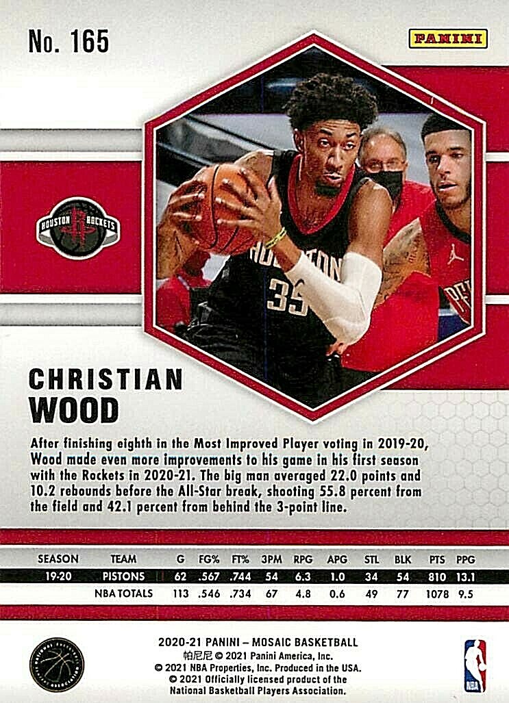 2020-21 Panini Mosaic #165 Christian Wood ROCKETS | eBay