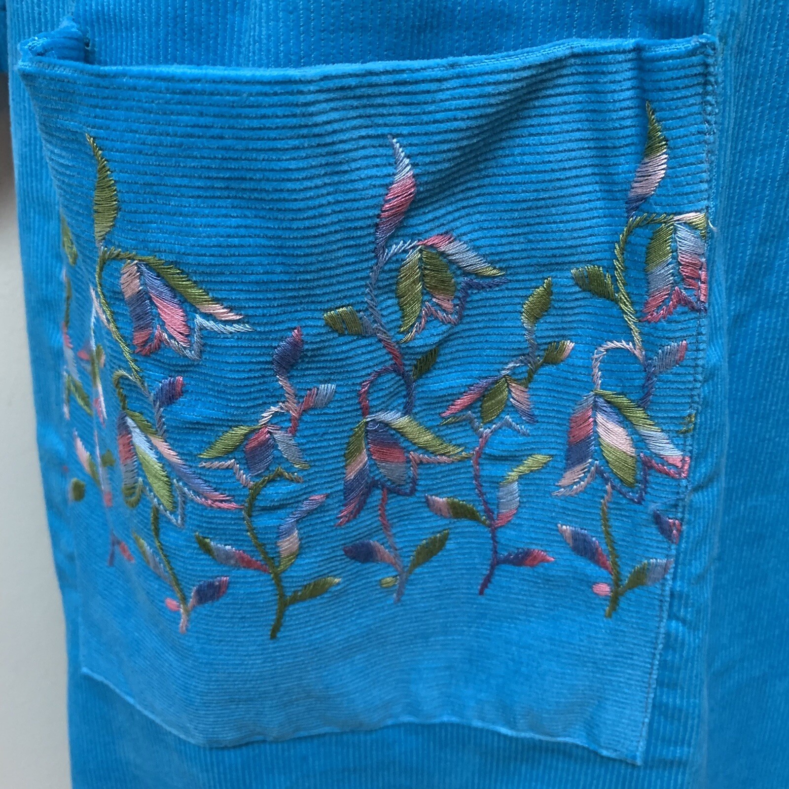 Vintage Carol Brent Montgomery Ward Embroidered Corduroy Robe Housecoat NEW NOS