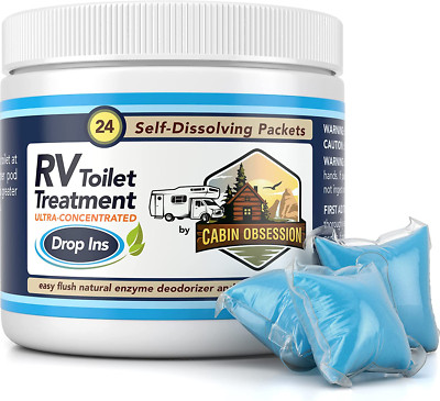 Cabin Obsession RV Toilet Treatment Drop Ins - 24 Easy Flush Self-Dissolving RV 