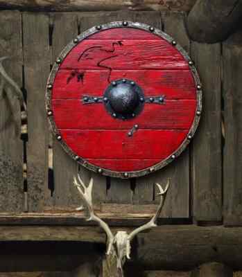 Medieval Round Viking Shield Unique Vintage Design Shield Wooden 23'' Viking Gift