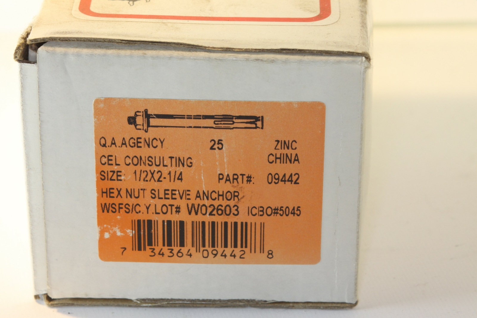 POWER BULL ANCHOR SLEEVE ANCHORS w HEX NUT 1/2" X 2 1/4" 2 boxes of 25